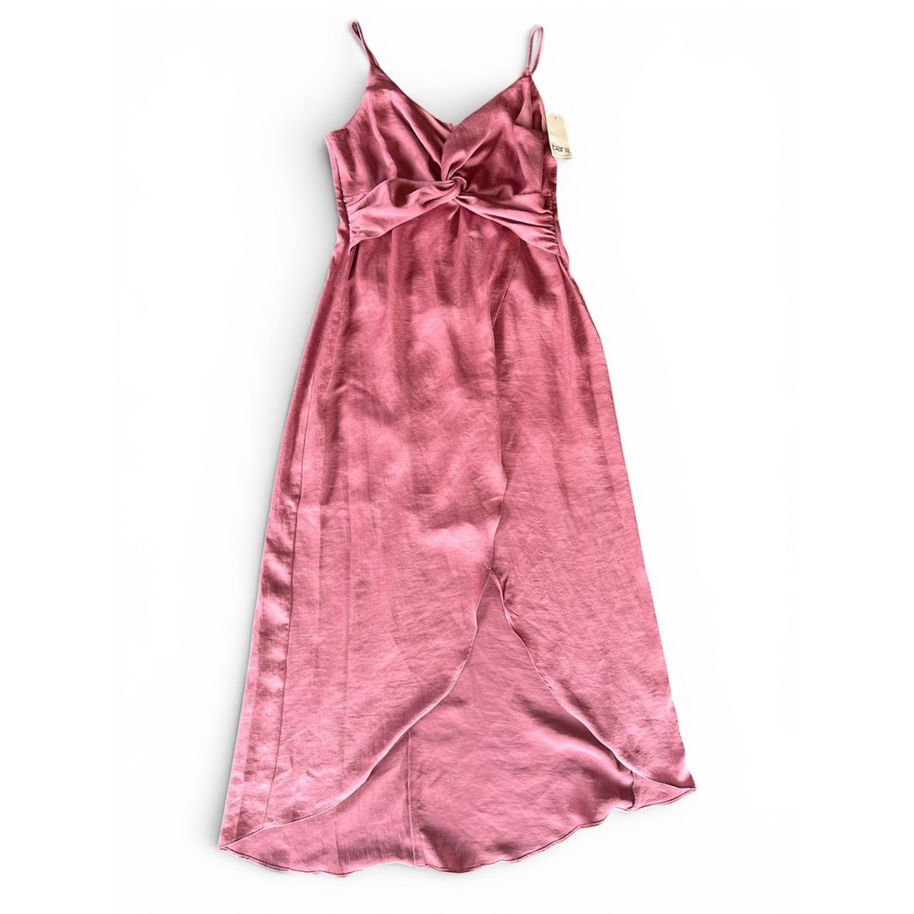 Bar III Rose Dawn Twist Front Tulip Hem Midi Dress 10849325-C47 Pink M